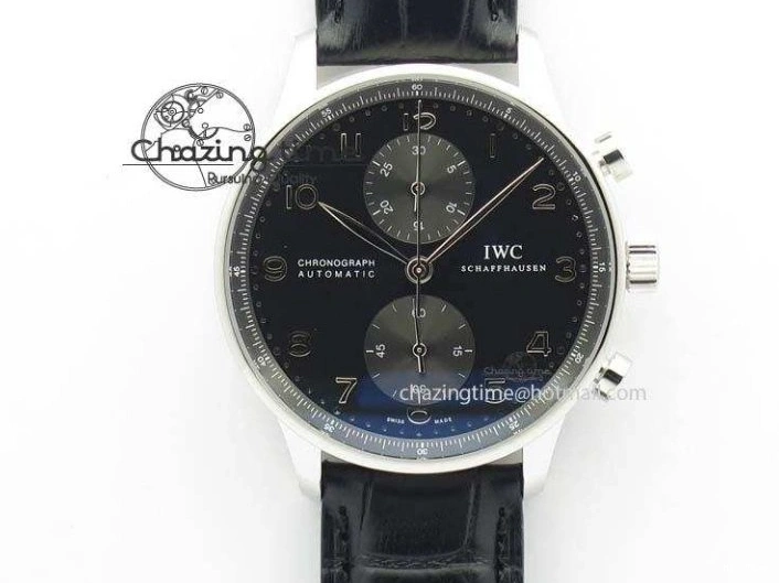 MIROTIME 0122 Reliable Portuguese IW371447 ZF 1:1 Best Edition SS Black Dial On Black Leather Strap A79350 V 7274